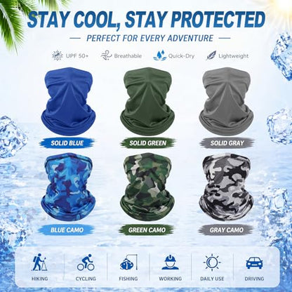 Geyoga Summer UV Protection Cooling Neck Gaiter | Sunscreen Breathable Face Scarf Bandana Mask Neck Gaiter for Outdoor Fishing Hiking Camping - color: Camouflage Colors