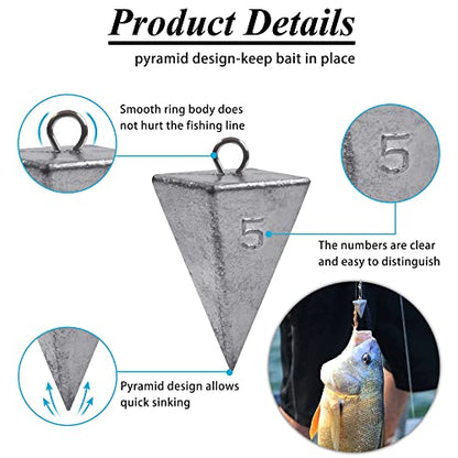 Pyramid Sinkers Fishing Weights, Saltwater Surf Fishing Sinkers Triangle Fishing Weights for Ocean Saltwater Surf Fishing Gear Tackle 1oz 2oz 3oz 4oz 5oz 6oz 8oz - color: 8oz - 4pcs
