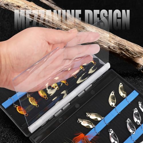 Small Fishing Tackle Box Organizer Waterproof Fish Baits Storage Case Double-Sided Fly Lures Holder with Transparent Plate Portable Outdoor Fishing Accessories