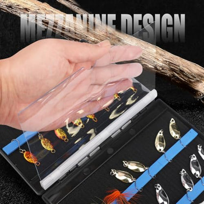 Small Fishing Tackle Box Organizer Waterproof Fish Baits Storage Case Double-Sided Fly Lures Holder with Transparent Plate Portable Outdoor Fishing Accessories
