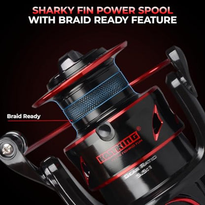 KastKing Sharky Baitfeeder III Spinning Reel 10+1 Shielded Stainless Steel BB - Carbon Fiber Drag for Live Liner Bait Fishing Action - style: 2000