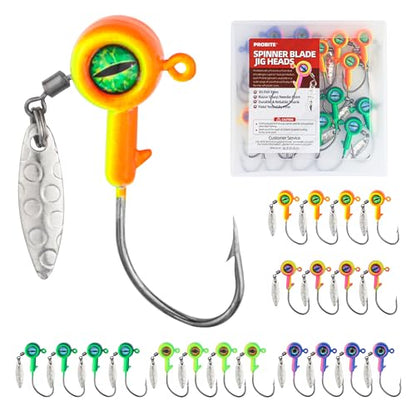 Spinner Blade Jig Heads, 20pcs Fishing Jig Hooks with Sharp Barb, 4 Size Options, for Saltwater and Freshwater Fishing - size: 3/16 oz