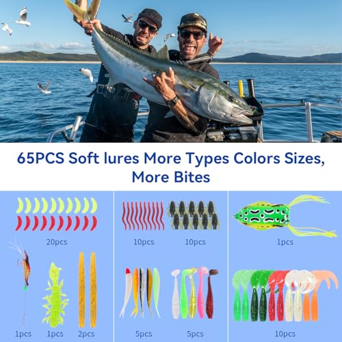 140/234PCS Fishing Lures Kit with Pliers, Fishing Gear Tackle Box Included Tackles, Bionic Baits,Spoon, Hooks, Weights Freshwater, Saltwater and Accessories for Men Women Kids - size: 234PCS