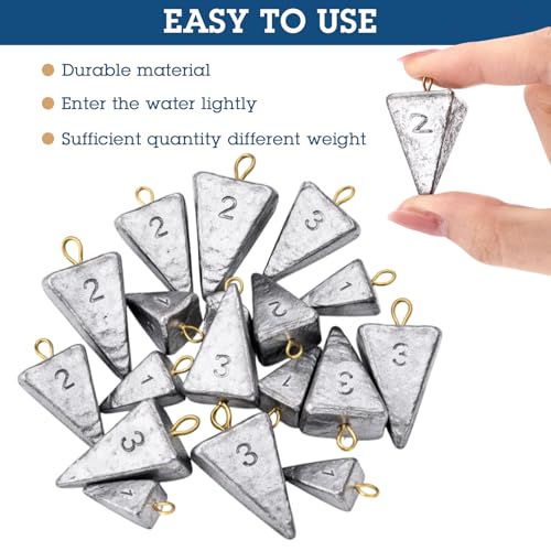 Shimeyao 18 Pieces Pyramid Sinkers Fishing Weights Triangle Fishing Sinkers Rig Pyramid Sinker for Ocean Saltwater Surf Bass Casting Gear Tackle - size: 1, 2 ,3 oz