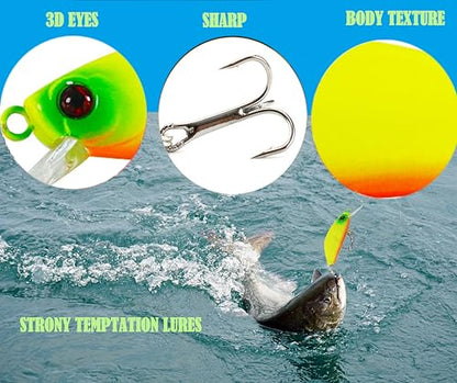 3D Eyes Artificial Crankbait Fishing Lures Kit Jerkbaits for Bass Lures - color: 5pcs minnow lures with bill