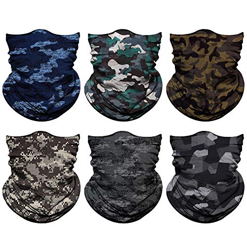 Venswell Neck Gaiter Face Mask Men Women,Seamless Bandana Rave Face Cover Scarf Mask,Balaclava,Headband, Head Wrap,Headwear - color: A-camo