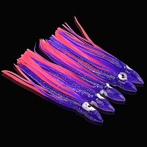 Fishing Squid Skirts Lures Octopus Skirts Trolling Lures Soft Plastic Fishing Tackle Squid Bait for Saltwater Bass Salmon Trout - color: Purple, size: 4.33in - 30pcs