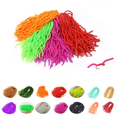 Greatfishing Best Color Combo Set Leg Squirmy Wormy Fly Tying Materials for San Juan Fly Flies Soft Lure Ultra Stretchy Fishing Worm Body Trout Floating Assortment - color: 14 Color 280PC Legs