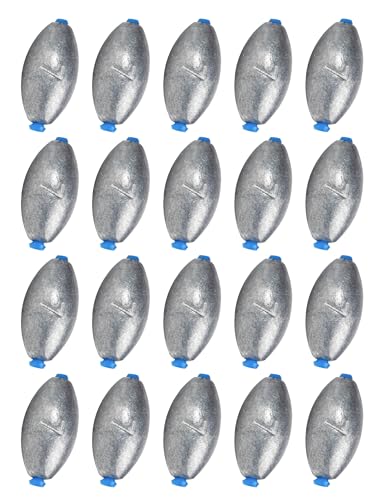 BLUEWING Egg Sinkers Fishing Weights Oval Shaped Fishing Sinkers Lead Fishing Sinker for Saltwater Fishing，1/8 oz to 7 oz - size: #2 1/4oz, 20pcs