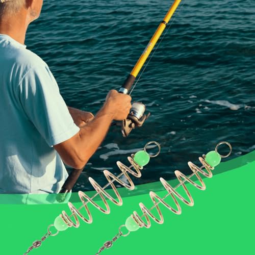 IMIKEYA 24pcs Spring Bait Fishing Feeder Cage Basket Holder, Carp Fishing Bait Trap, Luminous Hook Feeder for Saltwater and Freshwater