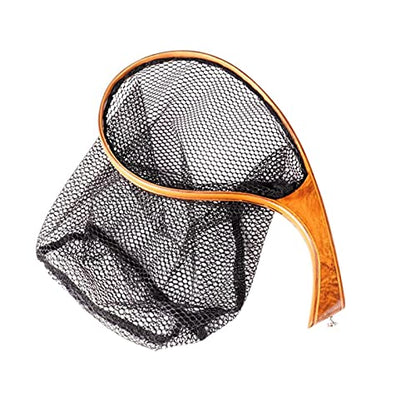 Fish Net Fishing Net Landing Catch Release Trout Net with Wooden Curved Handle Fishing Gear Trout Fishing Fishing Landing Net Trout Net Dip Net (Color : Rojo) - color: Red