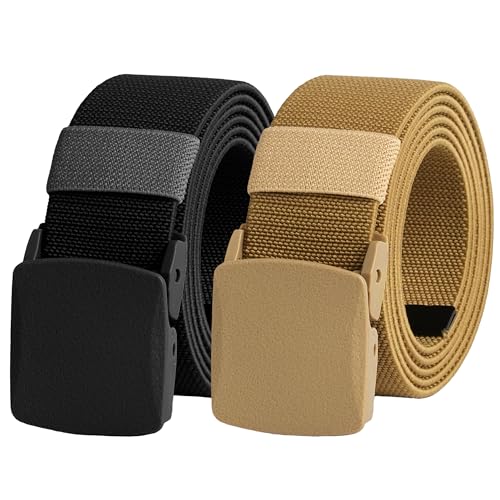 UNGGJKB Men's Tactical Belt, Nylon Casual Elastic Belt, Work Belt That Can Be Cut And Adjusted - color: Brown/Black-stretch