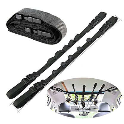 GREATFISHING 2 Pack Car Fishing Rod Holder Adjustable Fishing Pole Holder Belt Straps Fishing Rod Holder Vehicle Fishing Pole Rack Fishing Rod Rack Carrier for Car(holder) - color: L Rod holder