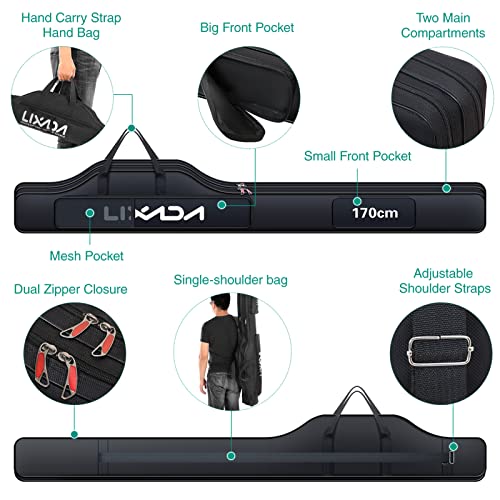 Lixada Fishing Rod Case, Portable Folding Fishing Rod Case Fishing Pole Reel Storage Bag Fishing Gears Organizer - size: 190cm