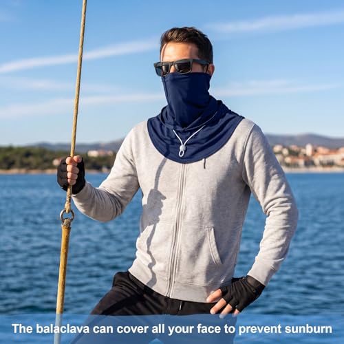 Funtery 4 Pack Cooling Balaclava Face Mask UV Protection Breathable Full Head Hood for Men Women Cycling Fishing Motorcycle - color: Black, White, Navy Blue, Green
