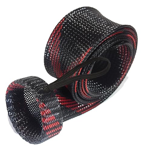 Reaction Tackle Rod Socks, Fishing Rod Sleeves and Covers for Spinning and Casting Rods, Breathable Mesh Rod Protectors with Elastic Band (2-Pack) - color: Black/Red