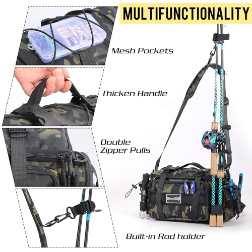 Sougayilang Fishing Tackle Bags with 3600 Tackle Tray - Fishing Tackle Storage Bags for Saltwater or Freshwater Fishing Gear - Padded Shoulder Strap - Tackle Box Bag Fishing Bag(Green) - color: Green with a 3600 Tackle Tray
