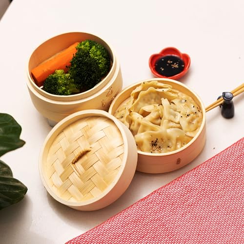Joyce Chen 2-Tier Bamboo Steamer Baskets, 6-Inch - size: 6 inch