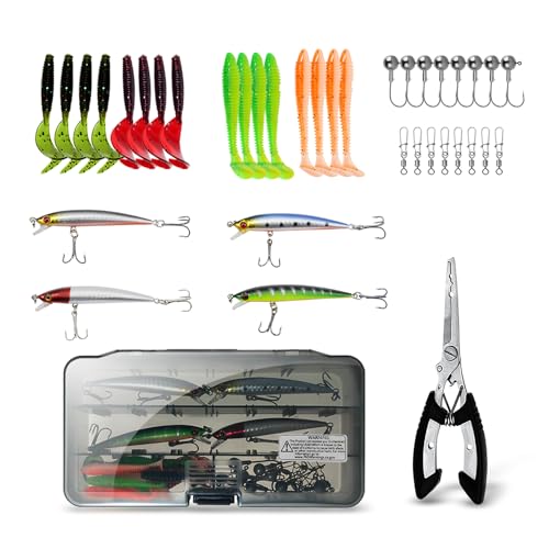 2 Pack 2.1m/6.89ft Telescopic Spinning Fishing Rod Reel Combos with Carrier Bag, Lures, Pliers for Saltwater Freshwater Fishing