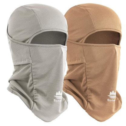 Balaclava Ski Mask, Sun UV Protection Breathable Full Head Face Mask for Men Women Skiing Cycling - color: Grey+brown