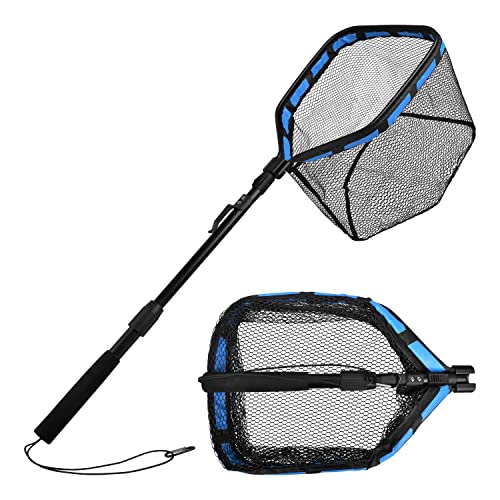 Floating Fishing Net - Fishing Landing Net with Rubber EVA Handle for Easy Fish Catch and Release Fishing Net for Fly, Trout, Salmon, Bass, Kayak Fishing - color: Style B