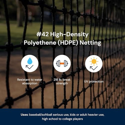 LFS Batting Cage Net – Baseball & Softball Netting for Indoor & Outdoor Training | UV Treated, Weather Resistant, Durable | Net Only – No Frame Included - size: #42, style: 12 x 12 x 55