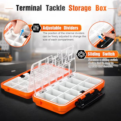 4 Pack Fishing Tackle Box, Large Waterproof Lure Bait Storage Box with Adjustable Dividers, Double Sided Floating Storage Container for Hooks, Sinkers, Beads, Small Baits(Stylish) - size: Large, style: Stylish