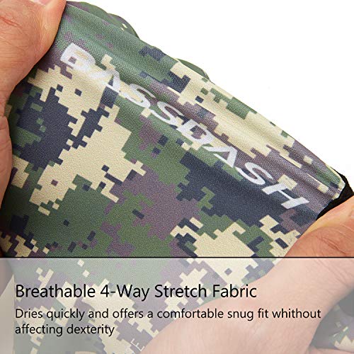 Bassdash ALTIMATE UPF 50+ Sun Protection Fingerless Fishing Gloves Men - color: Jungle Camo, size: Medium