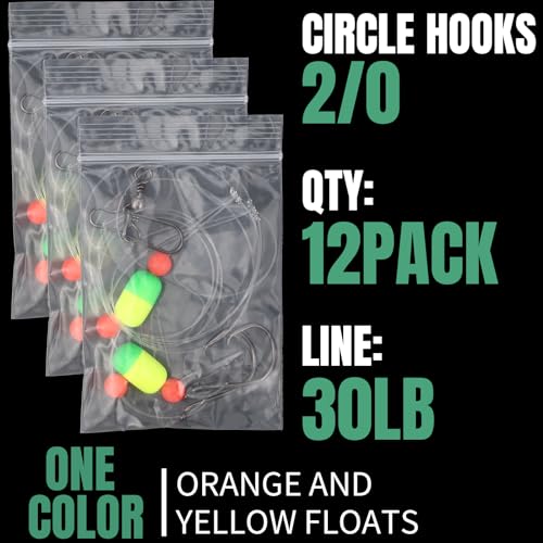 JellyArch 12 Pcs Pompano Rigs for Surf Fishing Offshore Surf Fishing Rigs Saltwater Gear Tackle with 2/0 Circle Hooks Double Circle Swivels Duo Lock Snaps - color: Yellow Green