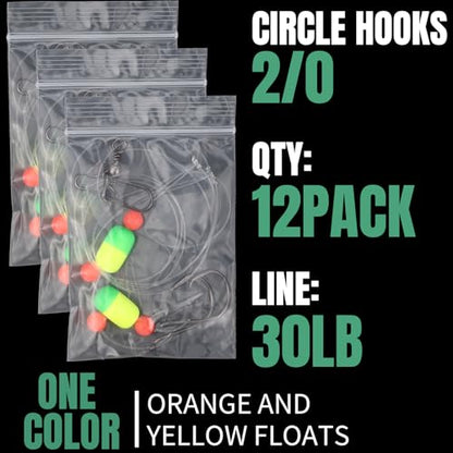 JellyArch 12 Pcs Pompano Rigs for Surf Fishing Offshore Surf Fishing Rigs Saltwater Gear Tackle with 2/0 Circle Hooks Double Circle Swivels Duo Lock Snaps - color: Yellow Green
