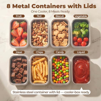 Homelove Snackle Box Container with Ice-Pack, Snack Container Divided Serving Tray with 8-Compartment Snack Platter, Lid and Handle, Food Organizer for Outdoor Travel Party Beach Picnic - color: C