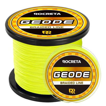 Geode Braided Fishing Line, Super Strong Power Braid Lines for Saltwater and Freshwater Fish 8-50lb, 150yds/300yds/500yds/1000yds - color: Hi Vis Yellow, size: 10LB(300YDS)