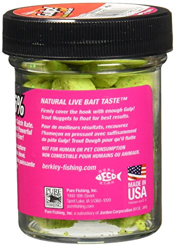 Berkley Gulp! Trout Nuggets Dough Bait, Scented and Flavored Soft Bait for Freshwater Fishing, Designed to Attract Trout, High Visibility - color: Chunky Chartreuse