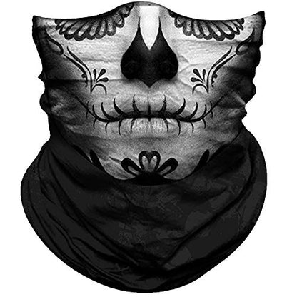 Obacle Skull Face Mask for Women Dust Wind Sun Protection Rave Festival Riding - color: Skull Gray Face Black Nose