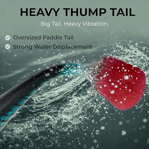 Thump Shad Paddle Tail Swimbait, 6" Soft Lures for Bass, Extra Weight Heavy Kicking Tail for Jig Head & Weighted Swimbait Hook, 3 Pack - color: Pearl Chartreuse Orange