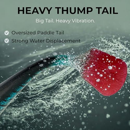 Thump Shad Paddle Tail Swimbait, 6" Soft Lures for Bass, Extra Weight Heavy Kicking Tail for Jig Head & Weighted Swimbait Hook, 3 Pack - color: Blue Shad Firetail