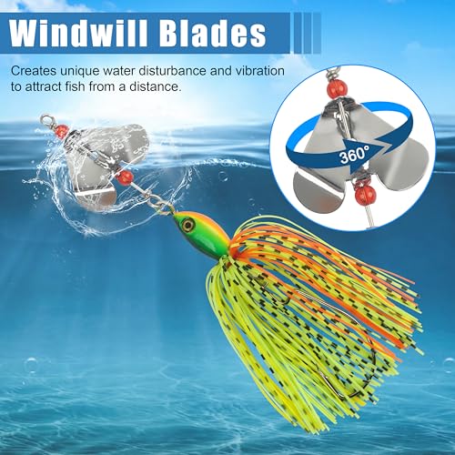 Spinnerbait Fishing Lures Kit - 6/12pcs Bass Fishing Buzzbait Lures Spinner Baits for Bass Trout Pike Salmon Multicolor Swimbait Buzz Bait Metal Spinner baits Swim Jigs Freshwater Saltwater - color: Style A-12pcs