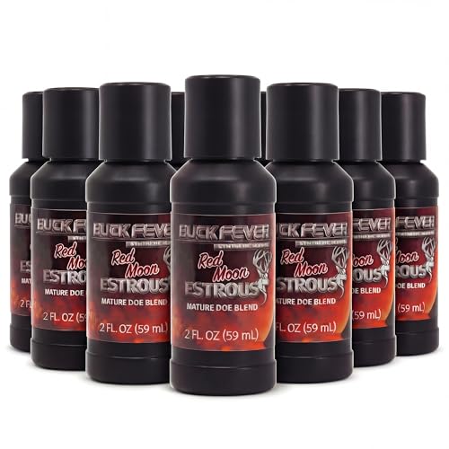 Buck Fever Red Moon Estrous – Synthetically Formulated Deer Liquid Attractant – Non-Spoiling, Sweet Synthetic Buck Attractant Scent – Moisture Reactivated Mature Rutting Buck Scent - size: 2oz (12-pack)
