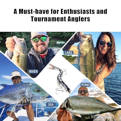 TRUSCEND Swimmax Easy Catch Fishing Lures with BKK Hooks, Wiggling, Vibrating, Rattling and Gurgling for More Bite, Heavy-Duty Dyneema Fiber Jointed Swimbaits for Bass, Trout, Walleye, Crappie, Pike - color: A1-4",0.4oz