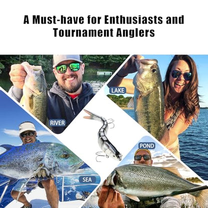 TRUSCEND Swimmax Easy Catch Fishing Lures with BKK Hooks, Wiggling, Vibrating, Rattling and Gurgling for More Bite, Heavy-Duty Dyneema Fiber Jointed Swimbaits for Bass, Trout, Walleye, Crappie, Pike - color: A1-4",0.4oz