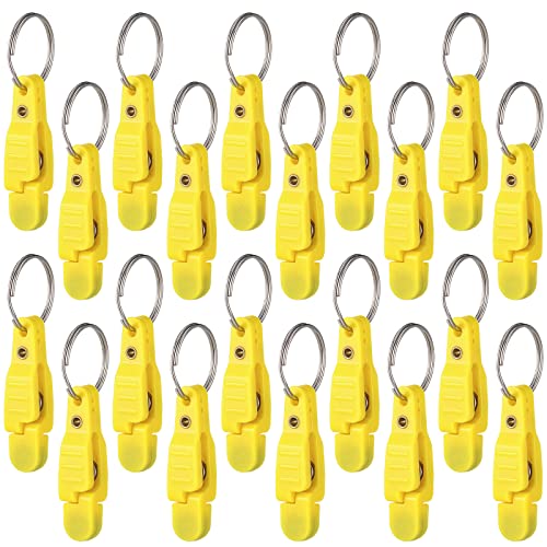 Honoson 20 Pieces Heavy Tension Snap Release Clips Padded Trolling Clips with Key Ring for Weight Planer Board Offshore Kites Downrigger Fishing - color: Yellow