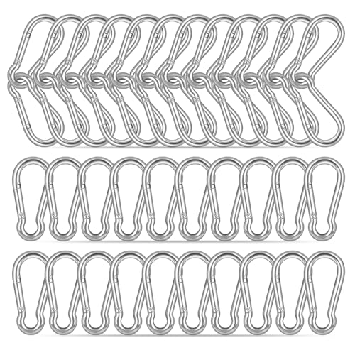 40PCS M8 Heavy Duty Carabiner Clip, 3Inch Snap Hook Quick Link Small Carabiner Clips,Spring Link Buckle for Fishing Camping Hammock Dog Leashes-550LBS Holding Capacity (Silver) - color: Silver, size: 40PCS-M8