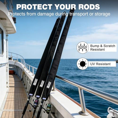 Booms Fishing Neoprene Rod Sleeve: Fishing Pole Sleeve - Protective Rod Socks with Hanging Loop & Adjustable Lanyard - RS8/9 Floating Pole Covers for Casting/Trolling, Spinning, Fly Rods - size: 84", style: Casting/Trolling