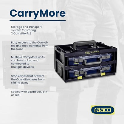Raaco CarryLite Small Parts Organizer, 16 Inserts CarryMore 55 Storage | Includes 2 CarryLite Slim 2.3 Inch Height Organizers (16 Inserts Each), Stackable Modular Tool Storage Unit, set, module - size: 2x CarryLite Slim, style: Double Pack