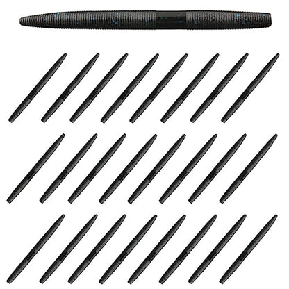Reaction Tackle Wacky Worms, 5.5 Inch Salt Impregnated Soft Plastic Stick Bait Bass Fishing Lures for Finesse, Wacky, Neko, Texas and Carolina Rigs, 24 Pack - color: Black Blue Flake