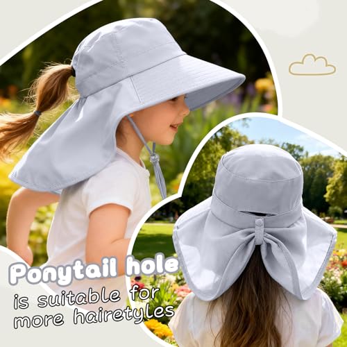 ZOORON Outdoor Kids Sun Hat with Neck Flap UPF 50+ Sun Protection Fishing Hat Wide Brim Summer Kids Beach Hats for Girls Boys - color: 1pack-grey