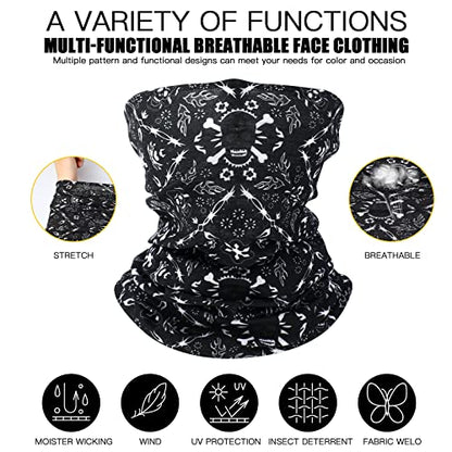 SATINIOR Summer Camo Neck Gaiter UV Protection Cooling Face Mask Sun Hood Bandanas for Men Women Sunscreen Breathable Bandana - style: Horror Style