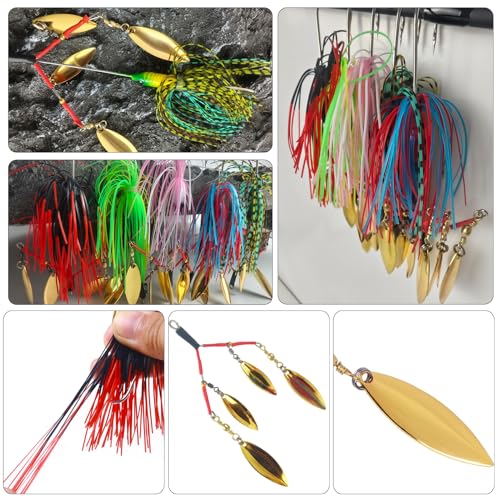 5Pcs Bass Spinner Baits, Spinner Baits for Bass Fishing Hard Metal Buzzbait High-Reflective Alabama Swimbait for Trout Salmon Pike