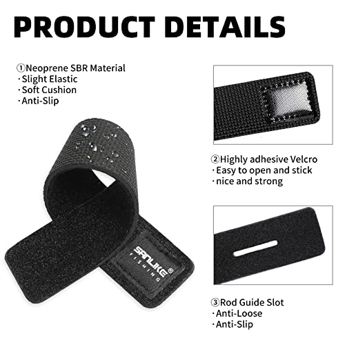 SANLIKE Fishing Belts Rod Straps Pole Ties Fishing Tackle Ties Cable | Black 15cm/24cm/34cm-5pcs/10pcs/20pcs, Stretchy Tackle Holders for Casting Spinning and Fly Rods, Organize and Protect - size: 13.4in*1.4in-10pcs
