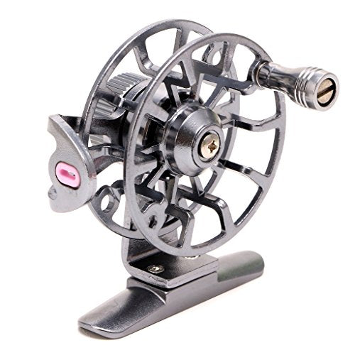 Full Metal Ultra-Light Former Ice Fishing Reels Wheel Fly Reel Aluminum Fly Little Inline Lightweight Rod and Combo Rods Accessories - color: black